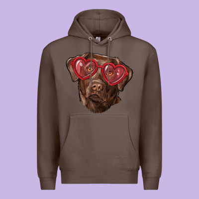 Labrador Retriever With Love Glass Premium Hoodie Designed By Ranaportraitstore