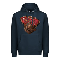 Navy labrador retriever with love glass Premium Hoodie - RanaPortraitStore