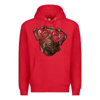Red labrador retriever with love glass Premium Hoodie - RanaPortraitStore