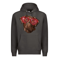 Smoke labrador retriever with love glass Premium Hoodie - RanaPortraitStore