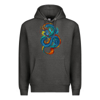 Charcoal Heather blue dragon Premium Hoodie - RanaPortraitStore