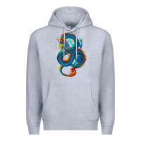 Heather Grey blue dragon Premium Hoodie - RanaPortraitStore