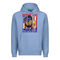Colony Blue drinking like lincoln Premium Hoodie - texasbilliewilder