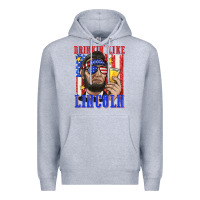 Heather Grey drinking like lincoln Premium Hoodie - texasbilliewilder