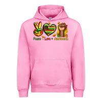 Fuchsia Pink peace love juneteenth Urban Hoodie - texasbilliewilder