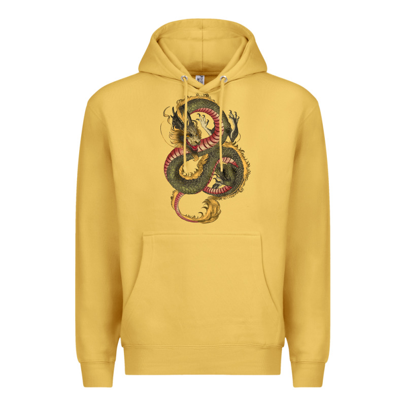 Green And Yellow Dragon Premium Hoodie by RanaPortraitStore | Teevron