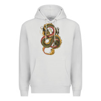 Dove Grey green and yellow dragon Premium Hoodie - RanaPortraitStore