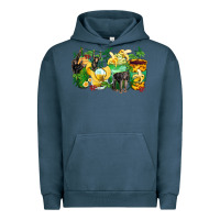 Pigment Midnight Navy monkey coffee cups Urban Hoodie - Zillion Design Studio