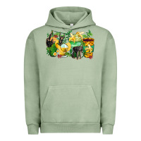 Pigment Oil Green monkey coffee cups Urban Hoodie - Zillion Design Studio