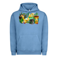 Pigment Pebble Blue monkey coffee cups Urban Hoodie - Zillion Design Studio