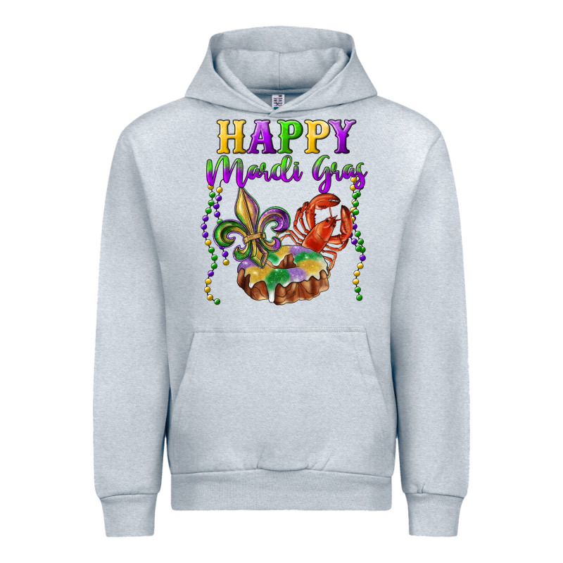 Happy Mardi Gras Fleur De Lis King Cake Crawfish Urban Hoodie by RanaPortraitStore | Teevron