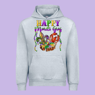 Urban Hoodie Happy Mardi Gras Fleur De Lis King Cake Crawfish