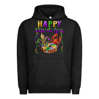 Pigment Black Happy Mardi Gras Fleur De Lis King Cake Crawfish Urban Hoodie - RanaPortraitStore
