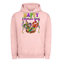 Pigment Salmon Happy Mardi Gras Fleur De Lis King Cake Crawfish Urban Hoodie - RanaPortraitStore