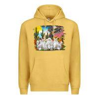 Antique Gold easter farm with bunnies Premium Hoodie - RanaPortraitStore