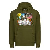 Army Green easter farm with bunnies Premium Hoodie - RanaPortraitStore