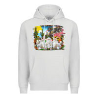 Dove Grey easter farm with bunnies Premium Hoodie - RanaPortraitStore