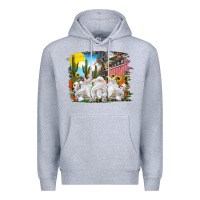 Heather Grey easter farm with bunnies Premium Hoodie - RanaPortraitStore