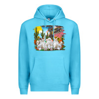 Ocean Blue easter farm with bunnies Premium Hoodie - RanaPortraitStore
