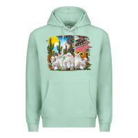 Seafoam easter farm with bunnies Premium Hoodie - RanaPortraitStore