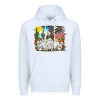 White easter farm with bunnies Premium Hoodie - RanaPortraitStore