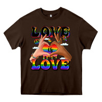 Chocolate Brown love is love lgbtq pride hands Heavy Core Tee - LillyAllenDesigns