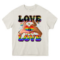 Cream love is love lgbtq pride hands Heavy Core Tee - LillyAllenDesigns