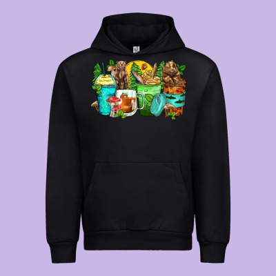 Bear Coffee Cups Urban Hoodie Designed By Zillion Design Studio