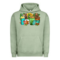 Pigment Oil Green bear coffee cups Urban Hoodie - Zillion Design Studio
