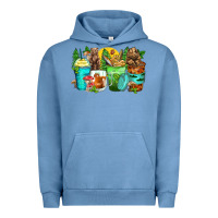 Pigment Pebble Blue bear coffee cups Urban Hoodie - Zillion Design Studio