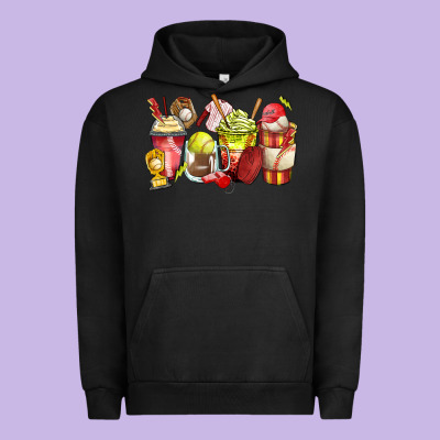 Baseball And Softball Coffee Cups Urban Hoodie Designed By Zillion Design Studio