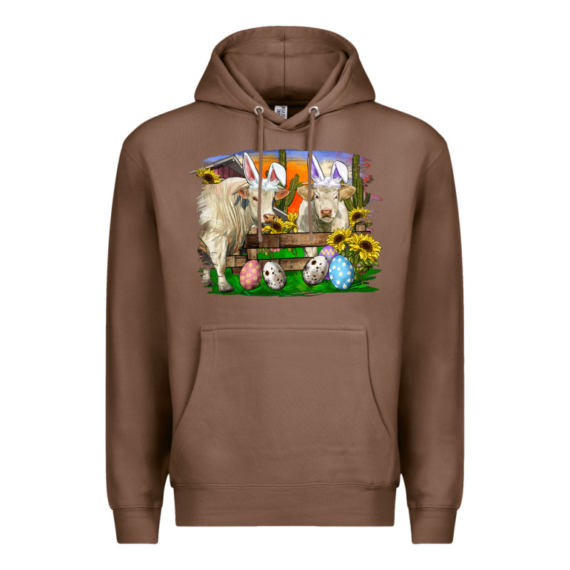 Easter Farm Cows Bunny Ears And Eggs Premium Hoodie by RanaPortraitStore | Teevron