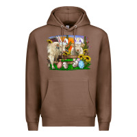 Chestnut easter farm cows bunny ears and eggs Premium Hoodie - RanaPortraitStore