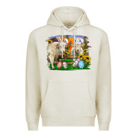 Oatmeal Heather easter farm cows bunny ears and eggs Premium Hoodie - RanaPortraitStore