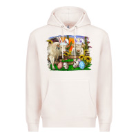 Pale Pink easter farm cows bunny ears and eggs Premium Hoodie - RanaPortraitStore
