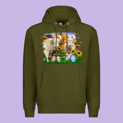 Easter Farm Cows Bunny Ears And Eggs Premium Hoodie Designed By Ranaportraitstore