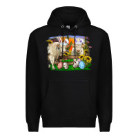 Black easter farm cows bunny ears and eggs Premium Hoodie - RanaPortraitStore