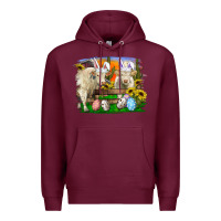 Burgundy easter farm cows bunny ears and eggs Premium Hoodie - RanaPortraitStore