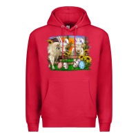 Cardinal easter farm cows bunny ears and eggs Premium Hoodie - RanaPortraitStore
