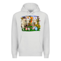 Dove Grey easter farm cows bunny ears and eggs Premium Hoodie - RanaPortraitStore