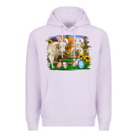 Lilac easter farm cows bunny ears and eggs Premium Hoodie - RanaPortraitStore