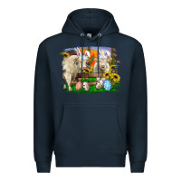 Navy easter farm cows bunny ears and eggs Premium Hoodie - RanaPortraitStore