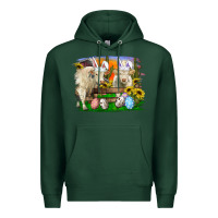 Sports Green easter farm cows bunny ears and eggs Premium Hoodie - RanaPortraitStore