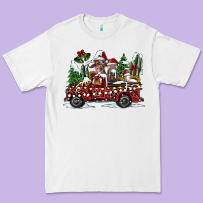 Festive Farm Animal Christmas Truck Premium Tee Designed By Cowhidedigitalart