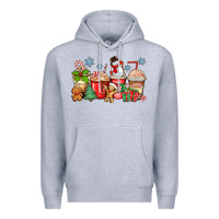 Heather Grey christmas coffee cups Premium Hoodie - Zillion Design Studio