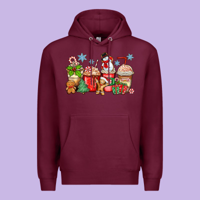 Christmas Coffee Cups Premium Hoodie Designed By Zillion Design Studio