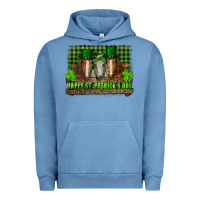 Pigment Pebble Blue happy st. patrick's day horses with leprechaun hat and bandana Urban Hoodie - RanaPortraitStore