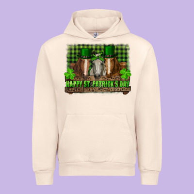Urban Hoodie happy st. patrick's day horses with leprechaun hat and bandana