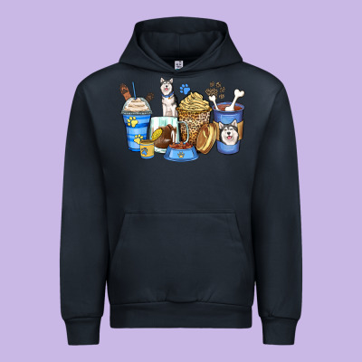 Siberian Husky Coffee Cups Urban Hoodie Designed By Zillion Design Studio