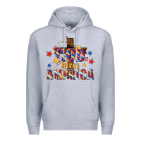 Heather Grey god bless america Premium Hoodie - texasbilliewilder